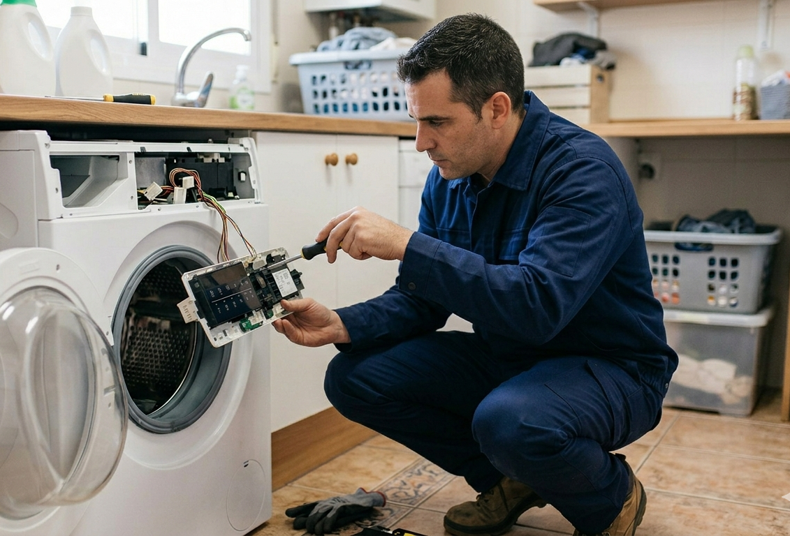 Técnico reparando electrodoméstico Daewoo a domicilio en Tenerife