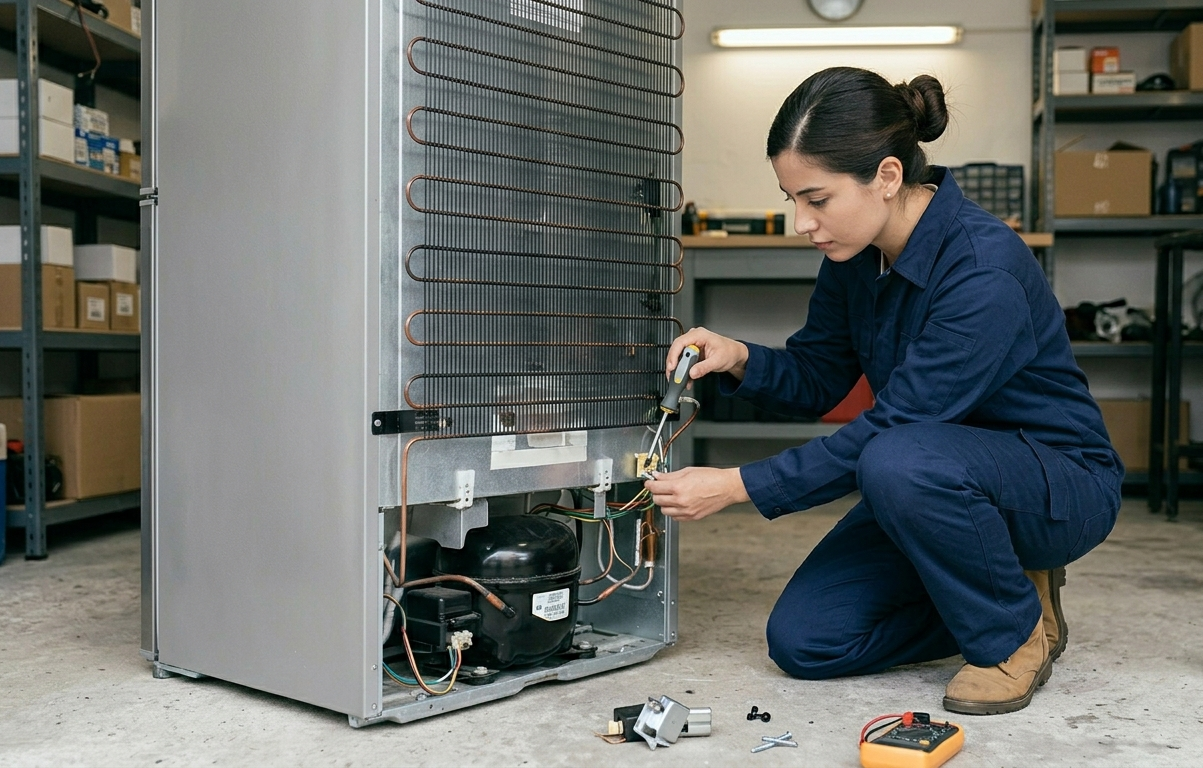 Técnico reparando electrodoméstico Edesa a domicilio en Tenerife